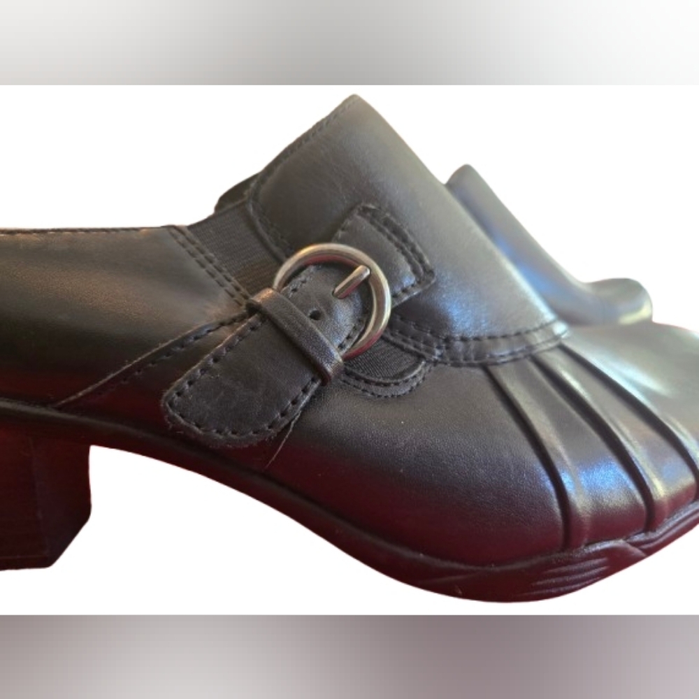 Earth Spirit Women's Black Leather Mules with Buckle - Size 10 - Picture 2 of 8
